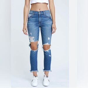 Pistola Blue Monroe Distressed Raw Hem Skinny Jeans Size 27